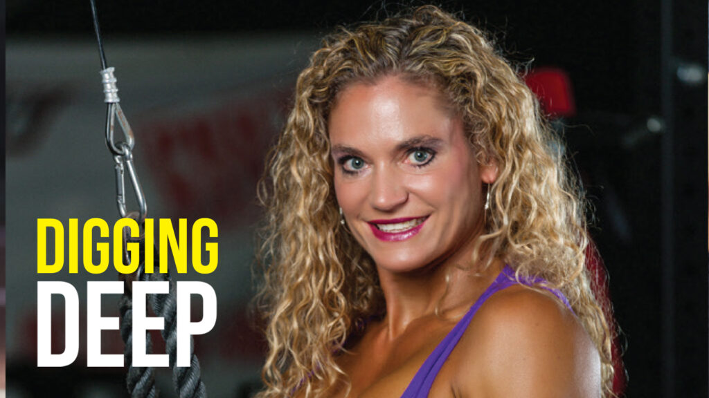 Portrait of a smiling curly-haired woman beside the heading Digging Deep.