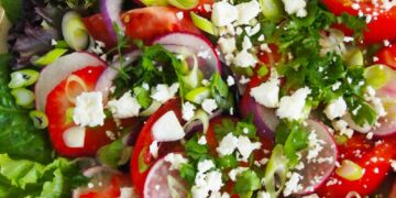 Baby Greens Salad with Strawberries & Goats Cheese